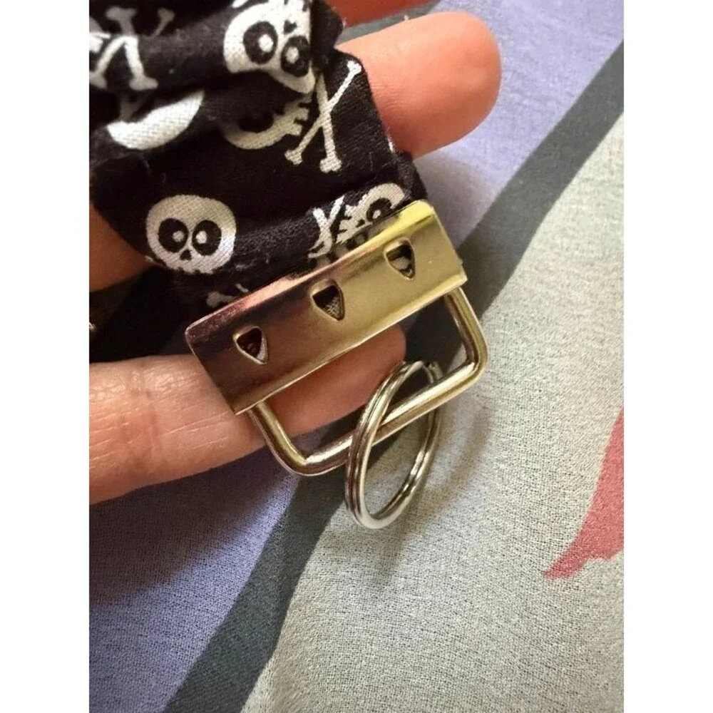 Skull & Crossbones Scrunchie Wristlet Keychain
